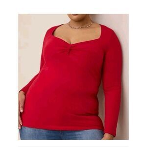 Torrid 1 Red Long Sleeve Twist Front Top CX-3867